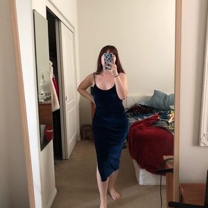 Dark blue velvet dress